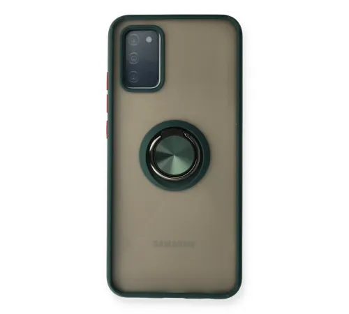 Samsung Galaxy A02S Kılıf Montreal Yüzüklü Silikon Kapak - Yeşil