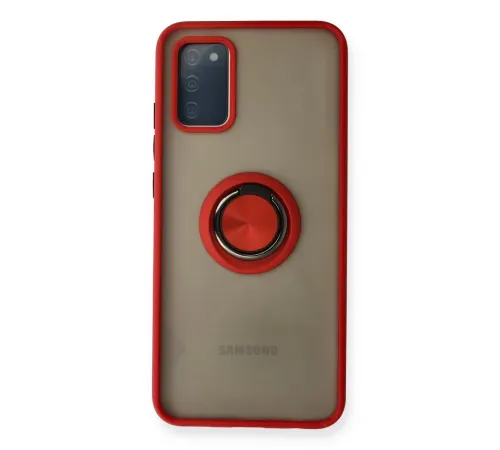 Samsung Galaxy A02S Kılıf Montreal Yüzüklü Silikon Kapak - Kırmızı