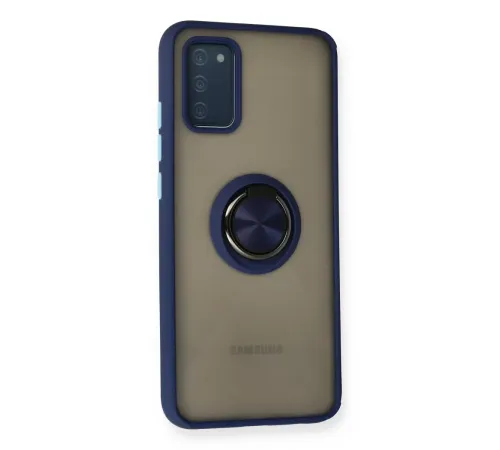 Samsung Galaxy A02S Kılıf Montreal Yüzüklü Silikon Kapak - Lacivert