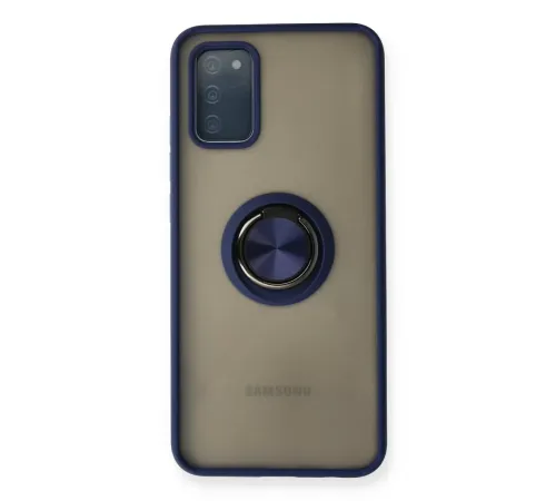 Samsung Galaxy A02S Kılıf Montreal Yüzüklü Silikon Kapak - Lacivert