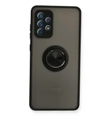 Samsung Galaxy A72 Kılıf Montreal Yüzüklü Silikon Kapak - Siyah