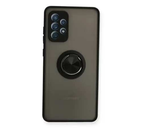 Samsung Galaxy A72 Kılıf Montreal Yüzüklü Silikon Kapak - Siyah