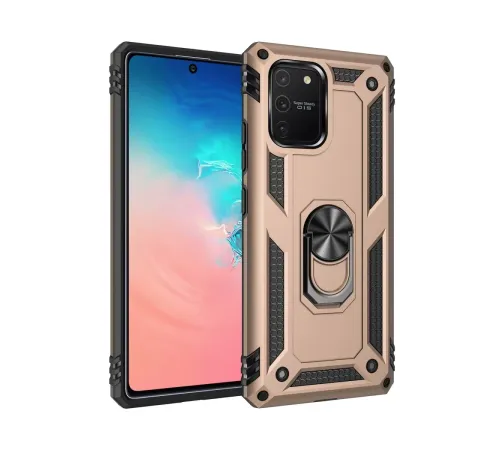 Samsung Galaxy A91 / S10 Lite Kılıf Sofya Yüzüklü Silikon Kapak - Gold