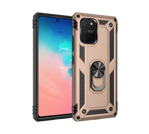 Samsung Galaxy A91 / S10 Lite Kılıf Sofya Yüzüklü Silikon Kapak - Gold