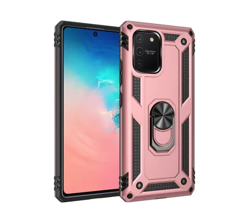 Samsung Galaxy A91 / S10 Lite Kılıf Sofya Yüzüklü Silikon Kapak - Rose