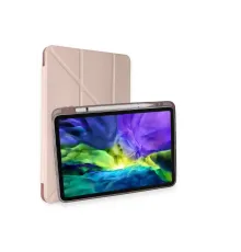 Apple iPad Pro 11 (2021) Kılıf Kalemlikli Hugo Tablet Kılıfı - Rose Gold