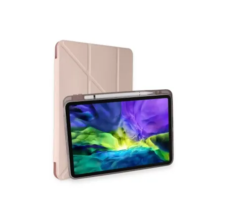 Apple iPad Pro 11 (2021) Kılıf Kalemlikli Hugo Tablet Kılıfı - Rose Gold