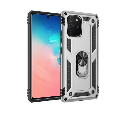 Samsung Galaxy A91 / S10 Lite Kılıf Sofya Yüzüklü Silikon Kapak - Gümüş