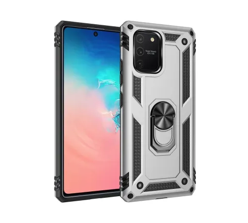 Samsung Galaxy A91 / S10 Lite Kılıf Sofya Yüzüklü Silikon Kapak - Gümüş
