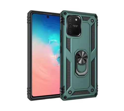 Samsung Galaxy A91 / S10 Lite Kılıf Sofya Yüzüklü Silikon Kapak - Yeşil