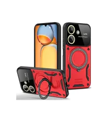 Xiaomi Redmi 13C Kılıf Joy Lens Standlı Kapak - Kırmızı