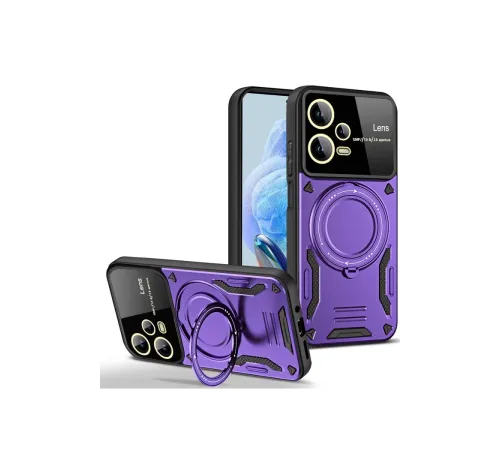Xiaomi Redmi Note 12 Pro 5G Kılıf Joy Lens Standlı Kapak - Mor