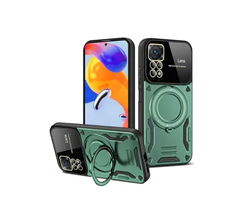 Xiaomi Redmi Note 12 Pro 4G Kılıf Joy Lens Standlı Kapak - Koyu Yeşil