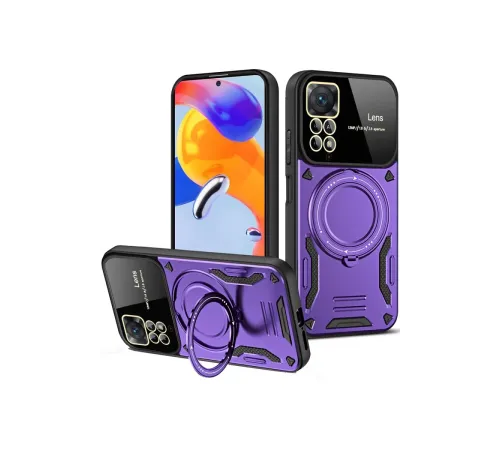 Xiaomi Redmi Note 12 Pro 4G Kılıf Joy Lens Standlı Kapak - Mor
