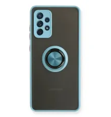 Samsung Galaxy A72 Kılıf Montreal Yüzüklü Silikon Kapak - Buz Mavi