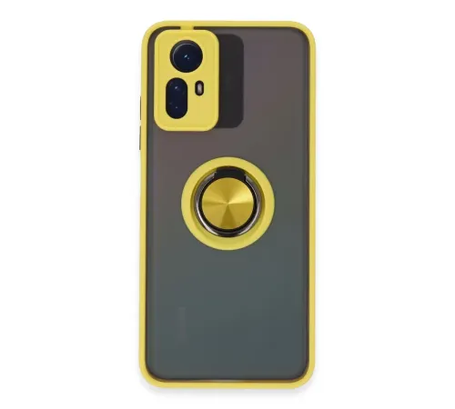 Xiaomi Redmi Note 12S Kılıf Montreal Yüzüklü Silikon Kapak - Sarı