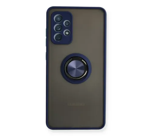 Samsung Galaxy A72 Kılıf Montreal Yüzüklü Silikon Kapak - Lacivert