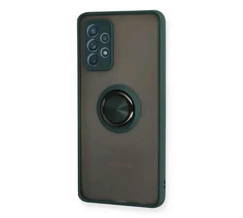 Samsung Galaxy A72 Kılıf Montreal Yüzüklü Silikon Kapak - Yeşil
