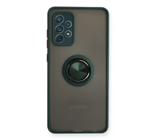 Samsung Galaxy A72 Kılıf Montreal Yüzüklü Silikon Kapak - Yeşil