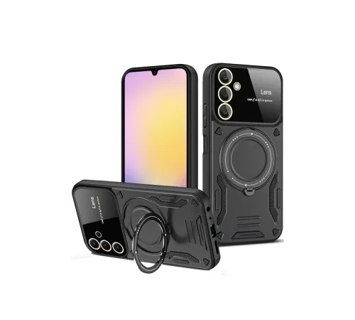 Samsung Galaxy A15 4G Kılıf Joy Lens Standlı Kapak - Siyah