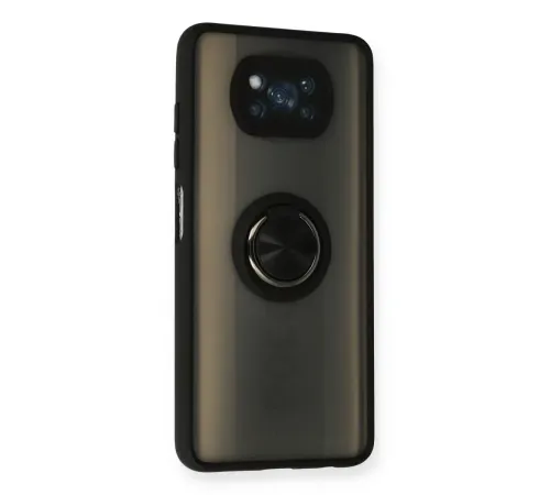Xiaomi Pocophone X3 Kılıf Montreal Yüzüklü Silikon Kapak - Siyah