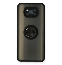 Xiaomi Pocophone X3 Kılıf Montreal Yüzüklü Silikon Kapak - Siyah