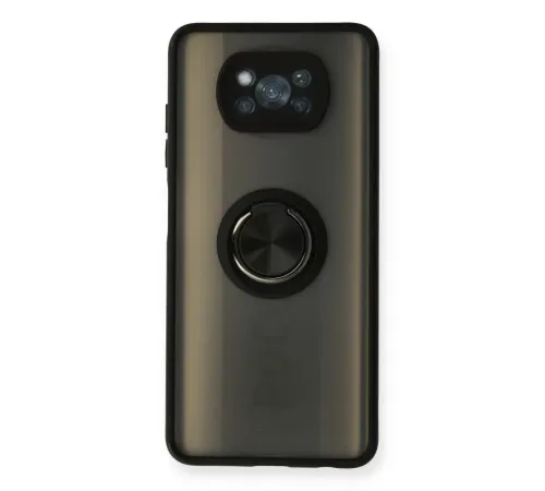 Xiaomi Pocophone X3 Kılıf Montreal Yüzüklü Silikon Kapak - Siyah