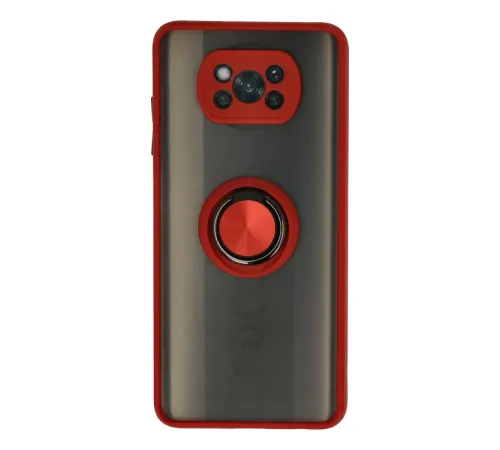 Xiaomi Pocophone X3 Kılıf Montreal Yüzüklü Silikon Kapak - Kırmızı