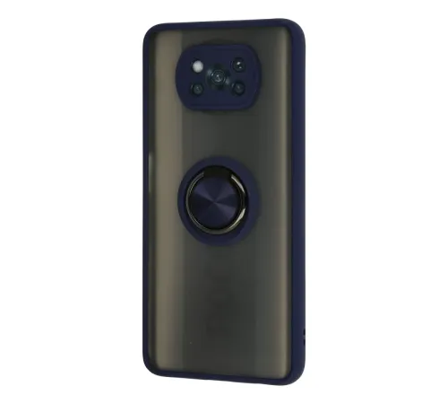 Xiaomi Pocophone X3 Kılıf Montreal Yüzüklü Silikon Kapak - Lacivert