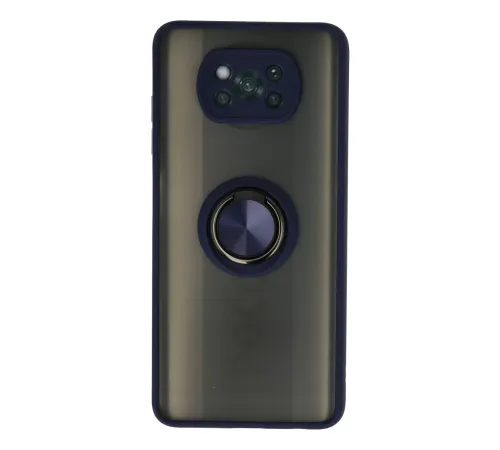 Xiaomi Pocophone X3 Kılıf Montreal Yüzüklü Silikon Kapak - Lacivert