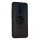 Xiaomi Redmi 9 Kılıf Montreal Yüzüklü Silikon Kapak - Siyah