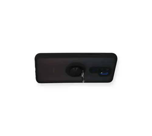 Xiaomi Redmi 9 Kılıf Montreal Yüzüklü Silikon Kapak - Siyah