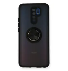 Xiaomi Redmi 9 Kılıf Montreal Yüzüklü Silikon Kapak - Siyah