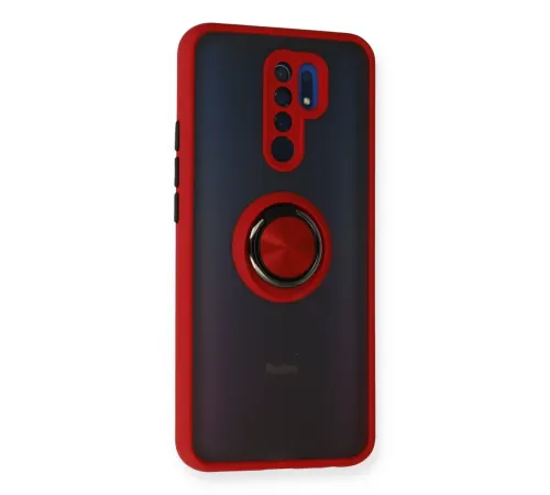 Xiaomi Redmi 9 Kılıf Montreal Yüzüklü Silikon Kapak - Kırmızı