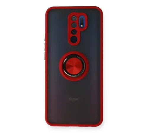 Xiaomi Redmi 9 Kılıf Montreal Yüzüklü Silikon Kapak - Kırmızı