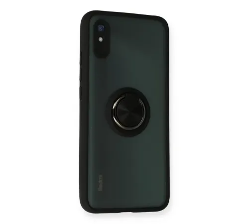 Xiaomi Redmi 9A Kılıf Montreal Yüzüklü Silikon Kapak - Siyah