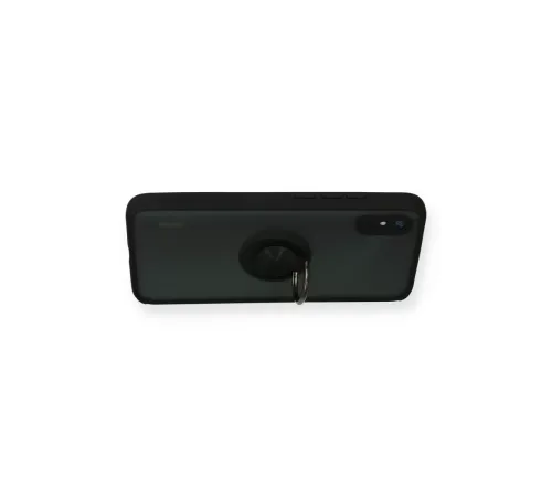 Xiaomi Redmi 9A Kılıf Montreal Yüzüklü Silikon Kapak - Siyah