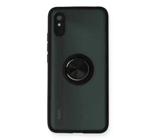 Xiaomi Redmi 9A Kılıf Montreal Yüzüklü Silikon Kapak - Siyah