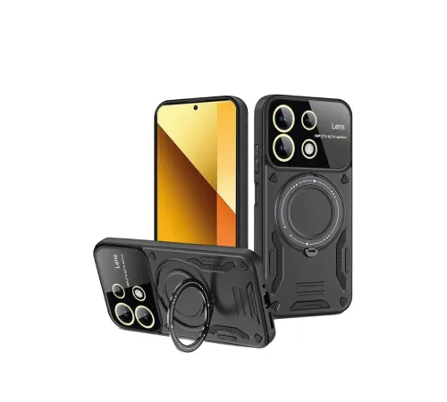 Xiaomi Redmi Note 13 4G Kılıf Joy Lens Standlı Kapak - Siyah