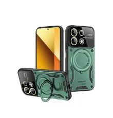 Xiaomi Redmi Note 13 4G Kılıf Joy Lens Standlı Kapak - Koyu Yeşil