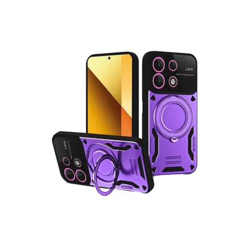 Xiaomi Redmi Note 13 4G Kılıf Joy Lens Standlı Kapak - Mor
