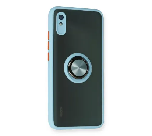 Xiaomi Redmi 9A Kılıf Montreal Yüzüklü Silikon Kapak - Buz Mavi