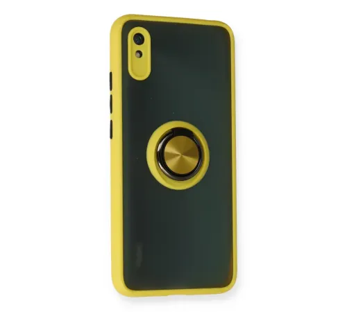 Xiaomi Redmi 9A Kılıf Montreal Yüzüklü Silikon Kapak - Sarı