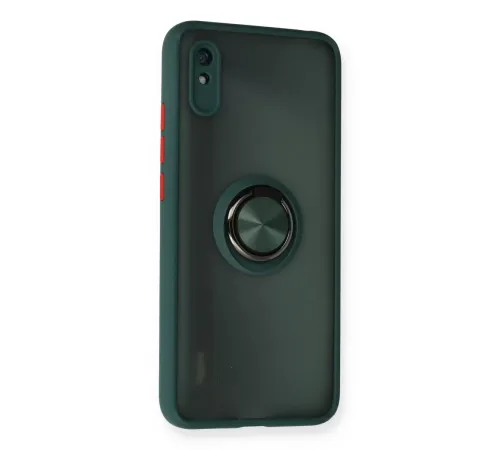 Xiaomi Redmi 9A Kılıf Montreal Yüzüklü Silikon Kapak - Yeşil