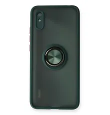Xiaomi Redmi 9A Kılıf Montreal Yüzüklü Silikon Kapak - Yeşil