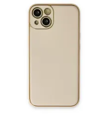 Apple iPhone 14 Plus Kılıf Coco Deri Silikon Kapak - Gold