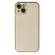 Apple iPhone 14 Plus Kılıf Coco Deri Silikon Kapak - Gold