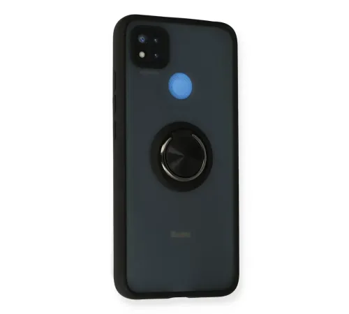 Xiaomi Redmi 9C Kılıf Montreal Yüzüklü Silikon Kapak - Siyah