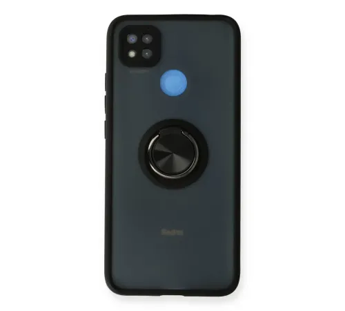 Xiaomi Redmi 9C Kılıf Montreal Yüzüklü Silikon Kapak - Siyah