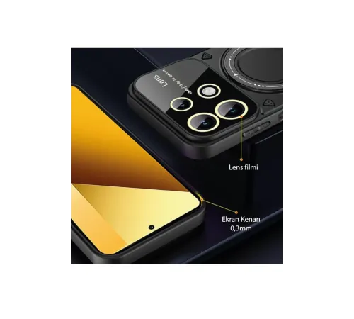 Xiaomi Redmi Note 13 4G Kılıf Joy Lens Standlı Kapak - Kırmızı